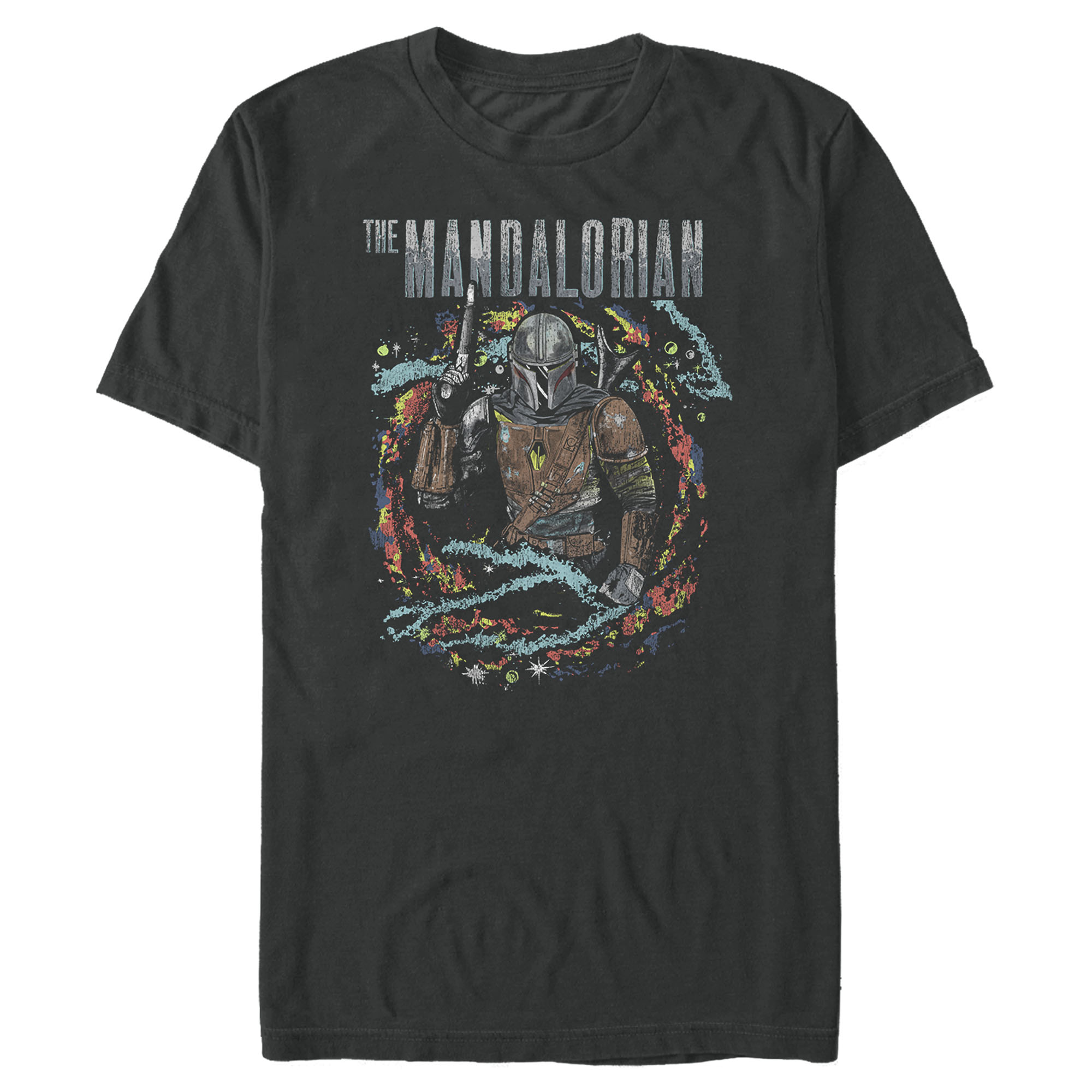 Men's Star Wars: The Mandalorian Cosmic Mando Graphic Tee Black X Large